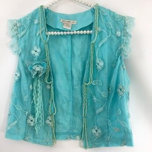 DV DN Girls Embroidered Lace Embellished Vest Lined